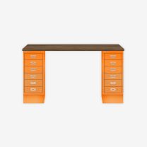 BISLEY MultiDesk BxTxH 1400x600x740 mm, nussbaum/orange, MD146NW603