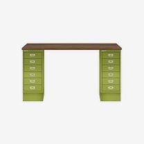 BISLEY MultiDesk BxTxH 1400x600x740 mm, nussbaum/grün, MD146NW604