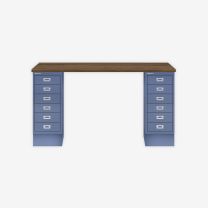 BISLEY MultiDesk BxTxH 1400x600x740 mm, nussbaum/blau, MD146NW605