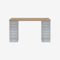 BISLEY MultiDesk BxTxH 1400x600x740 mm, natürliche Eiche/silber, MD146018355