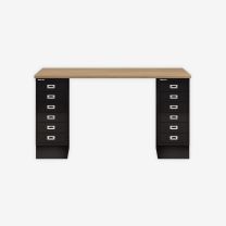 BISLEY MultiDesk BxTxH 1400x600x740 mm, natürliche Eiche/schwarz, MD146018633