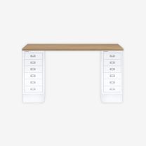 BISLEY MultiDesk BxTxH 1400x600x740 mm, natürliche Eiche/verkehrsweiß, MD146018696