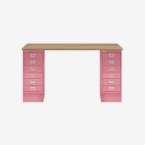 BISLEY MultiDesk BxTxH 1400x600x740 mm, natürliche Eiche/pink, MD146018601