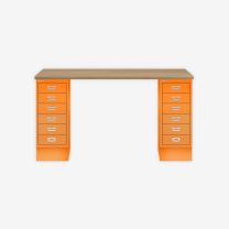 BISLEY MultiDesk BxTxH 1400x600x740 mm, natürliche Eiche/orange, MD146018603