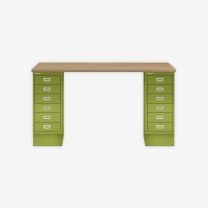 BISLEY MultiDesk BxTxH 1400x600x740 mm, natürliche Eiche/grün, MD146018604