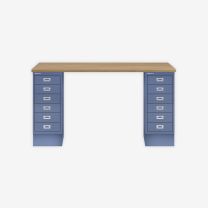 BISLEY MultiDesk BxTxH 1400x600x740 mm, natürliche Eiche/blau, MD146018605