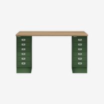 BISLEY MultiDesk BxTxH 1400x600x740 mm, natürliche Eiche/olivgrün, MD146018623