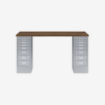 BISLEY MultiDesk BxTxH 1400x600x740 mm, nussbaum/silber, MD148NW355