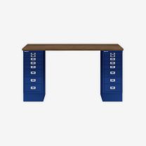 BISLEY MultiDesk BxTxH 1400x600x740 mm, nussbaum/oxfordblau, MD148NW639