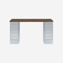 BISLEY MultiDesk BxTxH 1400x600x740 mm, nussbaum/lichtgrau, MD148NW645