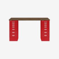 BISLEY MultiDesk BxTxH 1400x600x740 mm, nussbaum/kardinalrot, MD148NW670