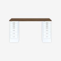 BISLEY MultiDesk BxTxH 1400x600x740 mm, nussbaum/verkehrsweiß, MD148NW696