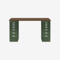 BISLEY MultiDesk BxTxH 1400x600x740 mm, nussbaum/olivgrün, MD148NW623