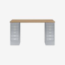 BISLEY MultiDesk BxTxH 1400x600x740 mm, natürliche Eiche/silber, MD148018355
