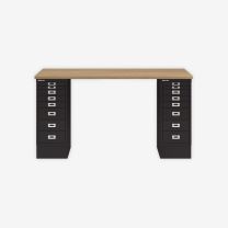 BISLEY MultiDesk BxTxH 1400x600x740 mm, natürliche Eiche/schwarz, MD148018633