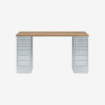 BISLEY MultiDesk BxTxH 1400x600x740 mm, natürliche Eiche/lichtgrau, MD148018645