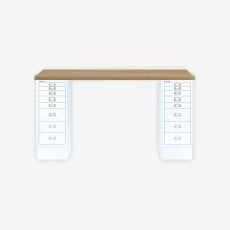 BISLEY MultiDesk BxTxH 1400x600x740 mm, natürliche Eiche/verkehrsweiß, MD148018696
