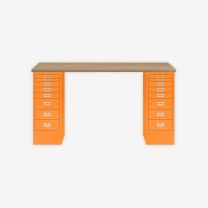 BISLEY MultiDesk BxTxH 1400x600x740 mm, natürliche Eiche/orange, MD148018603