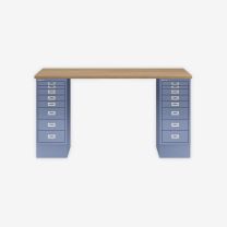 BISLEY MultiDesk BxTxH 1400x600x740 mm, natürliche Eiche/blau, MD148018605