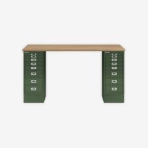 BISLEY MultiDesk BxTxH 1400x600x740 mm, natürliche Eiche/olivgrün, MD148018623
