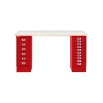 BISLEY MultiDesk BxTxH 1400x600x740 mm, plywood/kardinalrot, MD14610PW670