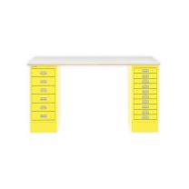 BISLEY MultiDesk BxTxH 1400x600x740 mm, plywood/zinkgelb, MD14610PW641