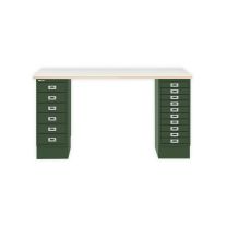 BISLEY MultiDesk BxTxH 1400x600x740 mm, plywood/olivgrün, MD14610PW623