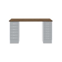 BISLEY MultiDesk BxTxH 1400x600x740 mm, nussbaum/silber, MD14610NW355