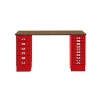 BISLEY MultiDesk BxTxH 1400x600x740 mm, nussbaum/kardinalrot, MD14610NW670