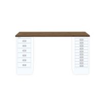 BISLEY MultiDesk BxTxH 1400x600x740 mm, nussbaum/verkehrsweiß, MD14610NW696