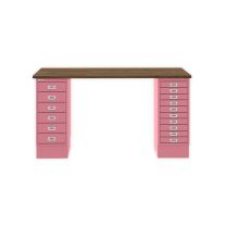 BISLEY MultiDesk BxTxH 1400x600x740 mm, nussbaum/pink, MD14610NW601