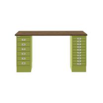 BISLEY MultiDesk BxTxH 1400x600x740 mm, nussbaum/grün, MD14610NW604