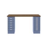 BISLEY MultiDesk BxTxH 1400x600x740 mm, nussbaum/blau, MD14610NW605