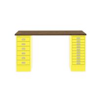 BISLEY MultiDesk BxTxH 1400x600x740 mm, nussbaum/zinkgelb, MD14610NW641
