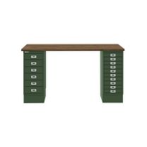 BISLEY MultiDesk BxTxH 1400x600x740 mm, nussbaum/olivgrün, MD14610NW623