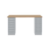 BISLEY MultiDesk BxTxH 1400x600x740 mm, natürliche Eiche/silber, MD14610018355