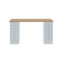 BISLEY MultiDesk BxTxH 1400x600x740 mm, natürliche Eiche/lichtgrau, MD14610018645