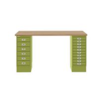 BISLEY MultiDesk BxTxH 1400x600x740 mm, natürliche Eiche/grün, MD14610018604