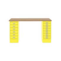 BISLEY MultiDesk BxTxH 1400x600x740 mm, natürliche Eiche/zinkgelb, MD14610018641