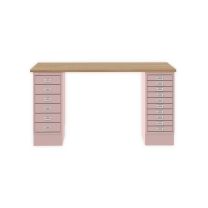 BISLEY MultiDesk BxTxH 1400x600x740 mm, natürliche Eiche/pastellpink, MD14610018620