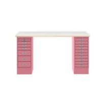 BISLEY MultiDesk BxTxH 1400x600x740 mm, plywood/pink, MD14810PW601