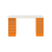 BISLEY MultiDesk BxTxH 1400x600x740 mm, plywood/orange, MD14810PW603