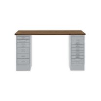 BISLEY MultiDesk BxTxH 1400x600x740 mm, nussbaum/silber, MD14810NW355