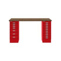 BISLEY MultiDesk BxTxH 1400x600x740 mm, nussbaum/kardinalrot, MD14810NW670