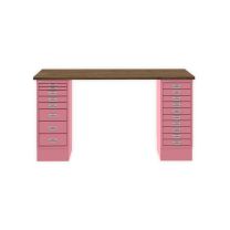 BISLEY MultiDesk BxTxH 1400x600x740 mm, nussbaum/pink, MD14810NW601