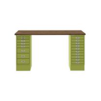 BISLEY MultiDesk BxTxH 1400x600x740 mm, nussbaum/grün, MD14810NW604