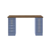 BISLEY MultiDesk BxTxH 1400x600x740 mm, nussbaum/blau, MD14810NW605