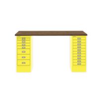 BISLEY MultiDesk BxTxH 1400x600x740 mm, nussbaum/zinkgelb, MD14810NW641