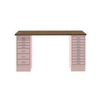 BISLEY MultiDesk BxTxH 1400x600x740 mm, nussbaum/pastellpink, MD14810NW620