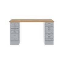 BISLEY MultiDesk BxTxH 1400x600x740 mm, natürliche Eiche/silber, MD14810018355
